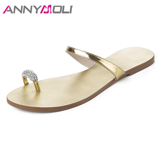 annymoli women shoes summer slippers natural genuine leather shoes rhinestone flat with spring ladies sandals black gold 34-39
annymoli women shoes summer slippers natural genuine leather shoes rhinestone flat with spring ladies sandals black gold 34-39