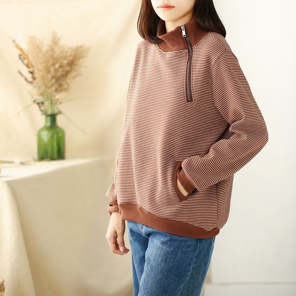 new autumn winter large size loose long-sleeved sweatershirt high collar plus velvet casual striped zipper pullover l2145, Black
new autumn winter large size loose long-sleeved sweatershirt high collar plus velvet casual striped zipper pullover l2145, Black