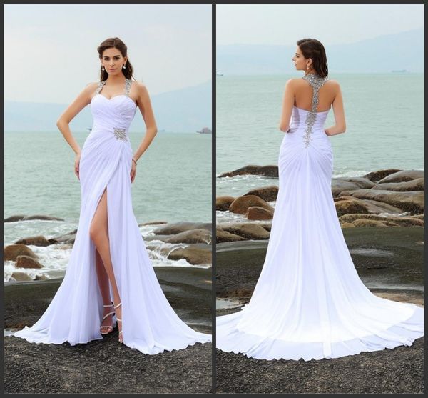 2020 sheath straps beading sleeveless long chiffon beach wedding dresses front slit white crystals bridal dress vestidos de noiva renda ma
2020 sheath straps beading sleeveless long chiffon beach wedding dresses front slit white crystals bridal dress vestidos de noiva renda ma