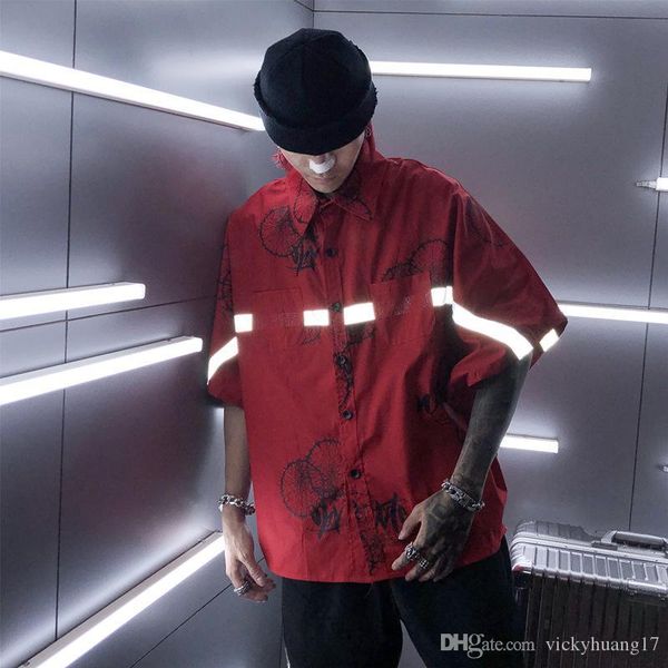 summer hip hop loose fitting short sleeve men shirts personality printed reflective stripe fashion homme shirts, White;black
summer hip hop loose fitting short sleeve men shirts personality printed reflective stripe fashion homme shirts, White;black