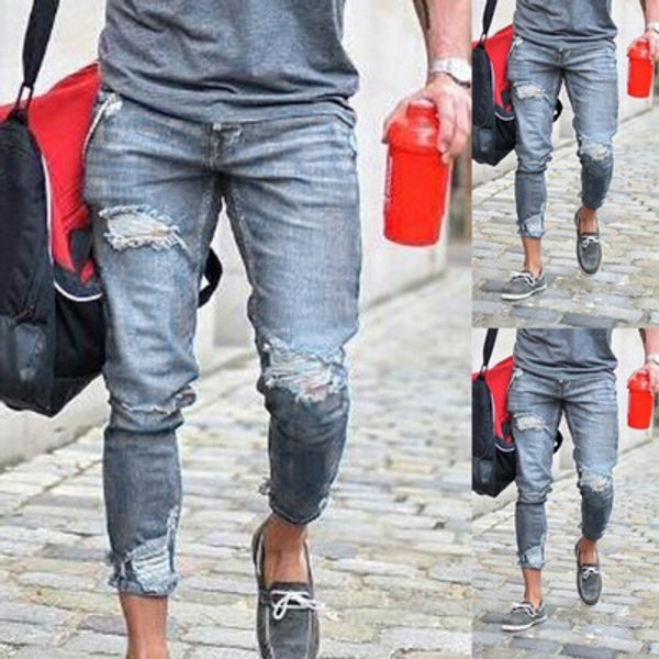 new feet elastic pants men's jeans feet men's clothing factory direct sales slim foreign trade men's hole explosions trousers, Blue
new feet elastic pants men's jeans feet men's clothing factory direct sales slim foreign trade men's hole explosions trousers, Blue