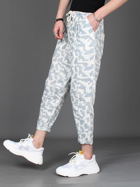 m-3xl 2019 new men's nine points linen pants summer loose feet camouflage harem pants korean print hit color pants, Black
m-3xl 2019 new men's nine points linen pants summer loose feet camouflage harem pants korean print hit color pants, Black