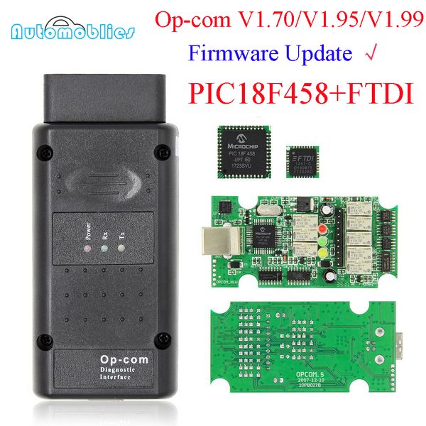

op com v1.70 v1.95 v1.99 with pic18f458 ftdi op-com obd2 auto diagnostic tool for opcom can bus v1.7 can be flash fw update