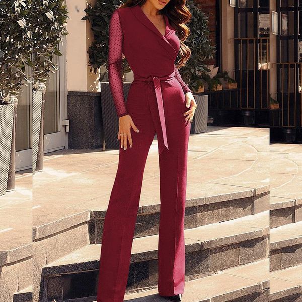fashion polka dot long sleeve v-neck waist belt women's elegant romper jumpsuit, Black;white
fashion polka dot long sleeve v-neck waist belt women's elegant romper jumpsuit, Black;white