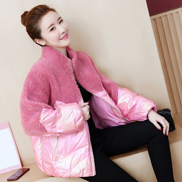 winter faux fur bright patchwork women's parkas stand collar cotton padded female down jackets 2019 fashion solid ladies coats, Black
winter faux fur bright patchwork women's parkas stand collar cotton padded female down jackets 2019 fashion solid ladies coats, Black