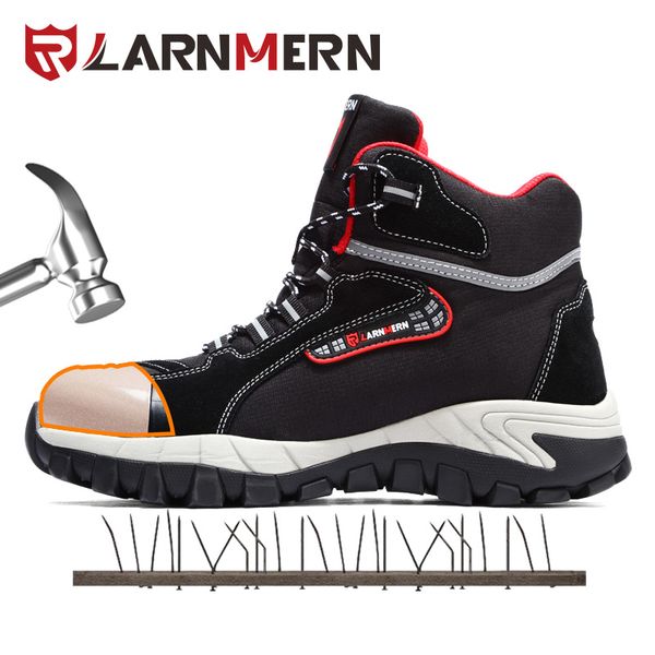 larnmern breathable work safety boots for men, Black