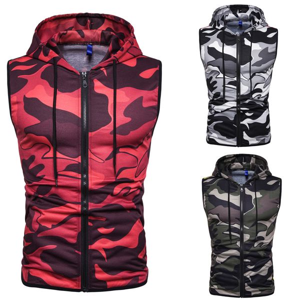 summer 2019 new foreign trade men' casual vest camo printing exercise slim hooded vest male, White;black
summer 2019 new foreign trade men' casual vest camo printing exercise slim hooded vest male, White;black