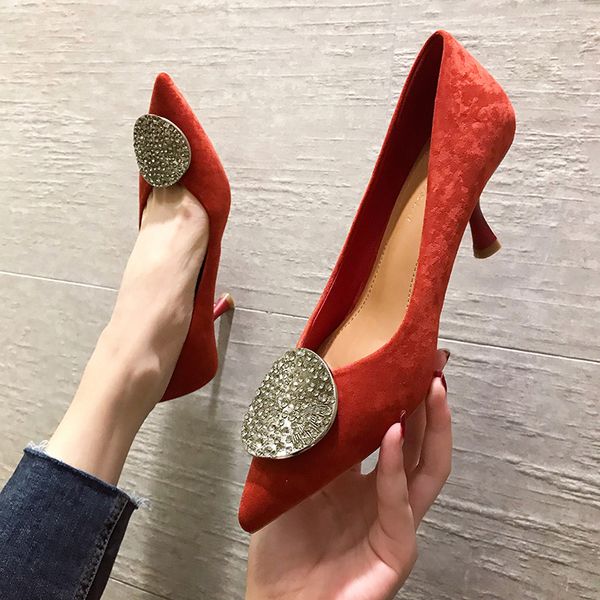 2020 new women pumps red high heels lady slip-on cow suede leather autumn pointed single shoes female pumps, Black
2020 new women pumps red high heels lady slip-on cow suede leather autumn pointed single shoes female pumps, Black