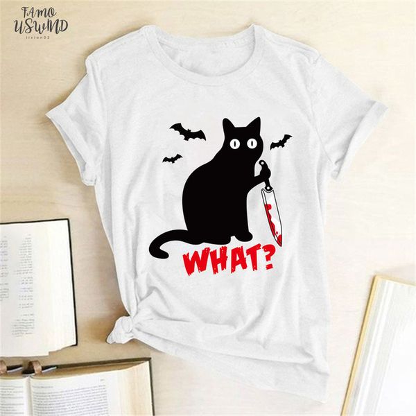 black cat what tshirt murderous cat women funny t shirt short sleeve halloween tees femme camisetas verano mujer 2020, White
black cat what tshirt murderous cat women funny t shirt short sleeve halloween tees femme camisetas verano mujer 2020, White