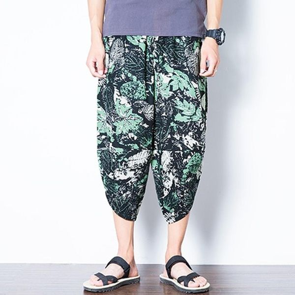 men casual floral mid waist loose calf length cotton linen beach, bloomers haren adjustable drawstring pants, Black
men casual floral mid waist loose calf length cotton linen beach, bloomers haren adjustable drawstring pants, Black