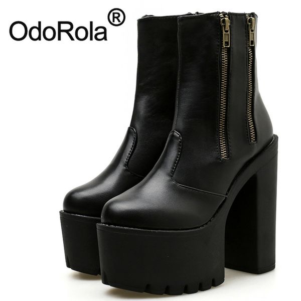women high heel platform boots zip ankle boots platform autumn winter leather punk rock gothic biker, Black
women high heel platform boots zip ankle boots platform autumn winter leather punk rock gothic biker, Black