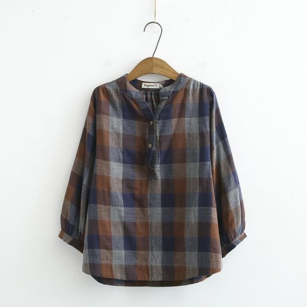 2020 spring women casual cotton blouses red yellow coffee plaid v-neck female three quarter batwing sleeve shirt plus size, White
2020 spring women casual cotton blouses red yellow coffee plaid v-neck female three quarter batwing sleeve shirt plus size, White