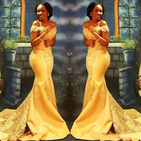 african nigerian yellow mermaid prom dresses long 2020 off shoulders lace sequined satin evening prom gowns, Black
african nigerian yellow mermaid prom dresses long 2020 off shoulders lace sequined satin evening prom gowns, Black