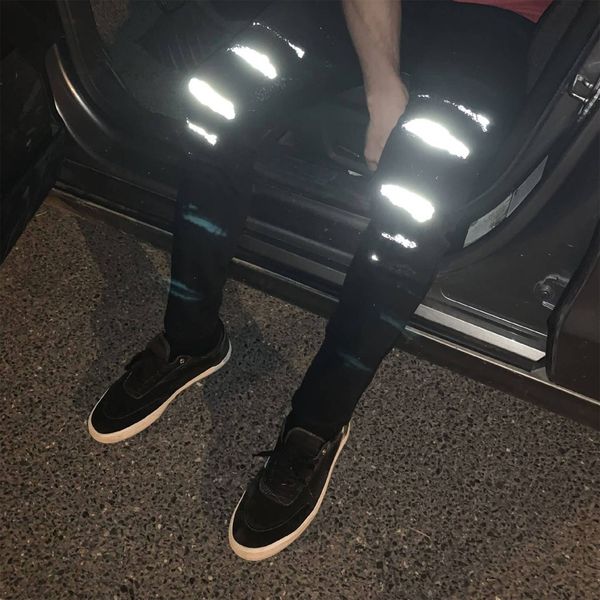 men's personalized straight hole jeans night-reflective trouser long pants sweatpants joggers pantalones hombre streetwear, Black
men's personalized straight hole jeans night-reflective trouser long pants sweatpants joggers pantalones hombre streetwear, Black