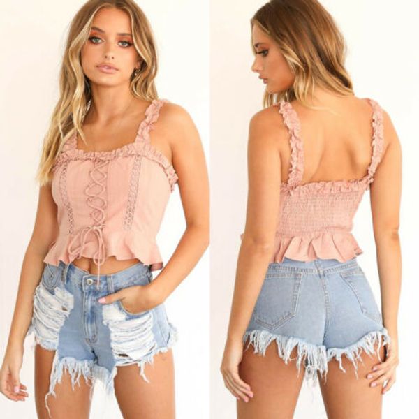 bandage crop women sleeveless cami vest tank camisole shirts sweet casual pure colour shirt 2019, White
bandage crop women sleeveless cami vest tank camisole shirts sweet casual pure colour shirt 2019, White