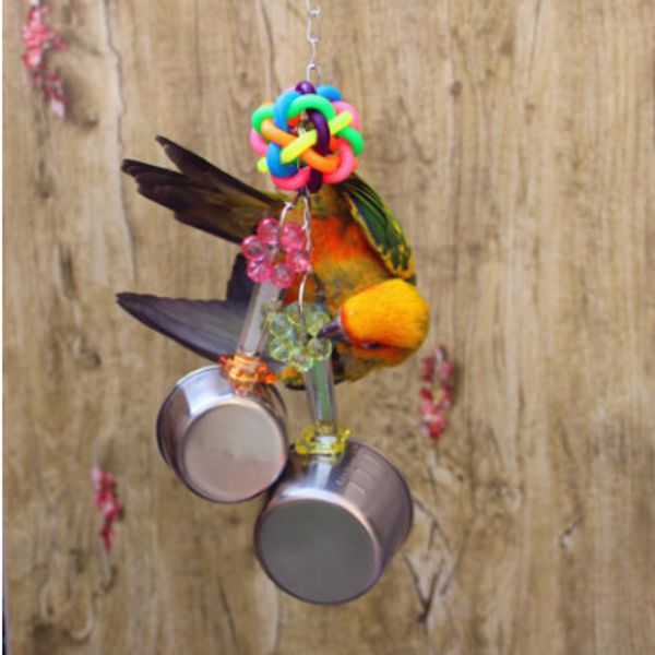parrot toys bird toys the pot string 2 pot string stainless steel pot toys