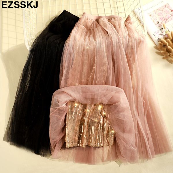 new 2019 spring summer glitter tulle skirt women sequined long pleated tutu skirt party a-line mesh shiny midi skirt female, Black
new 2019 spring summer glitter tulle skirt women sequined long pleated tutu skirt party a-line mesh shiny midi skirt female, Black