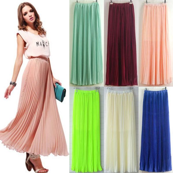 2019 womens chiffon pleated retro long maxi full skirt elastic waistband skirt, Black
2019 womens chiffon pleated retro long maxi full skirt elastic waistband skirt, Black