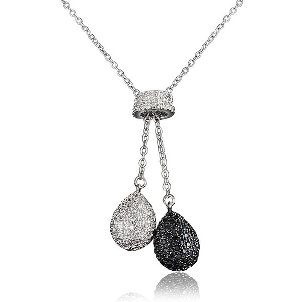 new arrivals necklace for women setting white and black cz necklace pendant european and american style drop shipping, Silver
new arrivals necklace for women setting white and black cz necklace pendant european and american style drop shipping, Silver