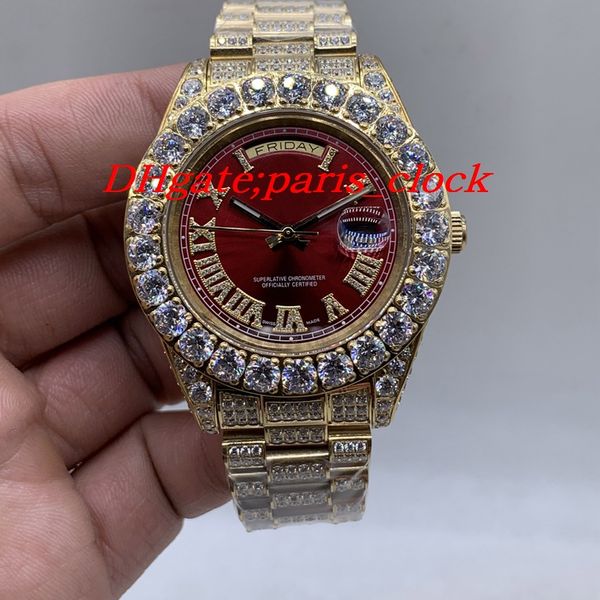 luxury fashion red watch all ice drill big diamond watch ring with 316 stainless steel 2813 sports timing precision diameter 44mm, Slivery;brown
luxury fashion red watch all ice drill big diamond watch ring with 316 stainless steel 2813 sports timing precision diameter 44mm, Slivery;brown