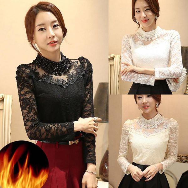 plus size fashion blouse women plus velvet lace splice pearl collar long sleeves shirts blusa feminina ropa mujer, White
plus size fashion blouse women plus velvet lace splice pearl collar long sleeves shirts blusa feminina ropa mujer, White