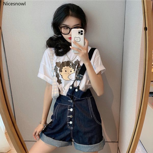 printed round neckline t-shirt one-shoulder denim strap wide-leg shorts fashion suit female summer two-piece suit, White;black
printed round neckline t-shirt one-shoulder denim strap wide-leg shorts fashion suit female summer two-piece suit, White;black
