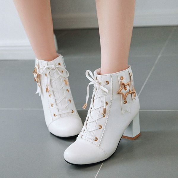 pxelena korean fashion girls ankle boots 2019 autumn star rivet lace up chunky block high heels party wedding shoes white pink, Black
pxelena korean fashion girls ankle boots 2019 autumn star rivet lace up chunky block high heels party wedding shoes white pink, Black