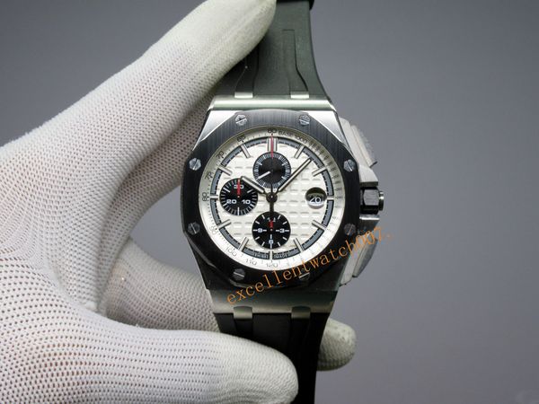 function men's automatic chronograph watch 44mm diameter black ceramic white dial chocolate square hours and minutes double hand markin, Slivery;brown
function men's automatic chronograph watch 44mm diameter black ceramic white dial chocolate square hours and minutes double hand markin, Slivery;brown