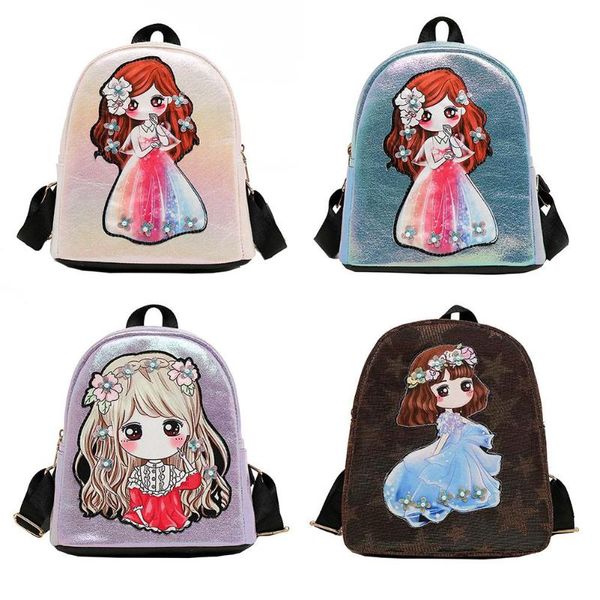 cartoon princess backpack teenage girls kids pu leather cute mini schoolbag