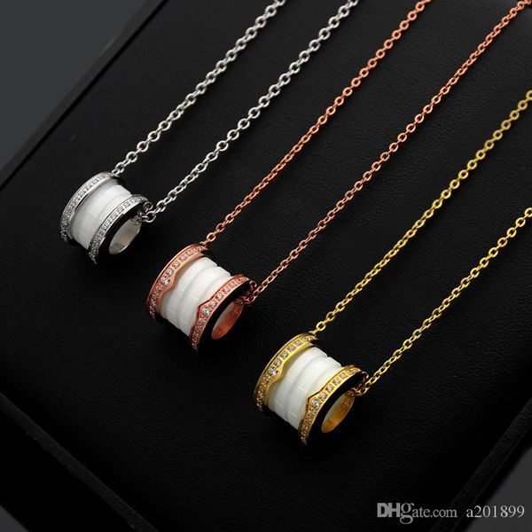 threaded black and white ceramic diamond necklace for couples gear 18k gold necklace jewelry, Silver