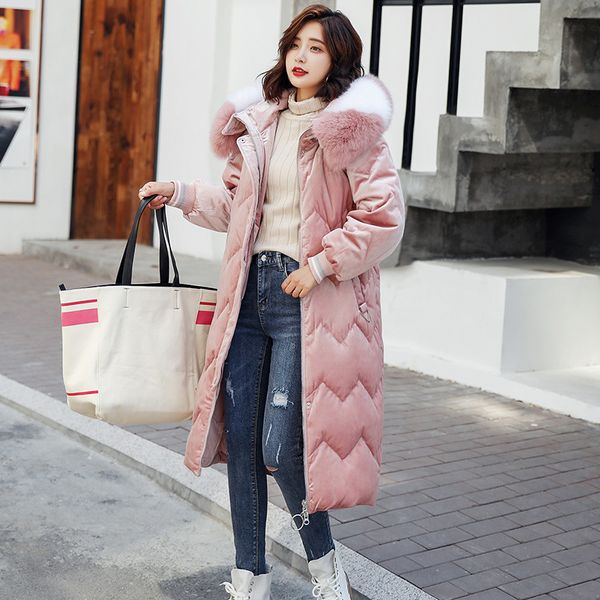 2019 ukraine new winter jacket women fashion big hair collar down cotton long velvet parka cotton padded coat female b597, Black
2019 ukraine new winter jacket women fashion big hair collar down cotton long velvet parka cotton padded coat female b597, Black