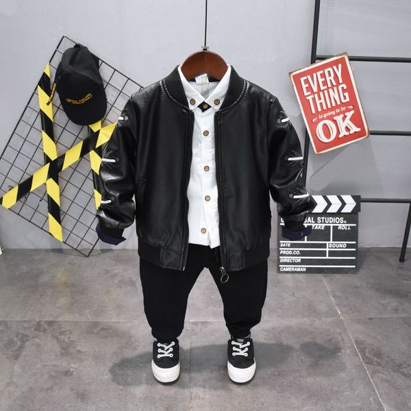 baby faux leather coat + shirt + pants 3pcs children's clothing set toddler baby boys long sleeves set 2-6years for autumn, White
baby faux leather coat + shirt + pants 3pcs children's clothing set toddler baby boys long sleeves set 2-6years for autumn, White