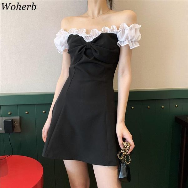 woherb korean chic off shoulder slim dress women ruffle bow lace-up black mini dresses female 2020 summer new vestidos 25961, Black;gray
woherb korean chic off shoulder slim dress women ruffle bow lace-up black mini dresses female 2020 summer new vestidos 25961, Black;gray