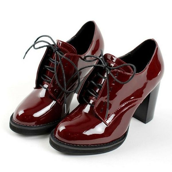 us4-11 british womens wine red lace up high chunky heel oxfords shoes pumps plus size c994, Black
us4-11 british womens wine red lace up high chunky heel oxfords shoes pumps plus size c994, Black