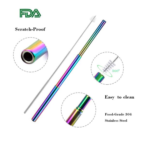 environmentally friendly collapsible reusable straws - telescopic stainless steel metal travel straw with cleaning brush
environmentally friendly collapsible reusable straws - telescopic stainless steel metal travel straw with cleaning brush