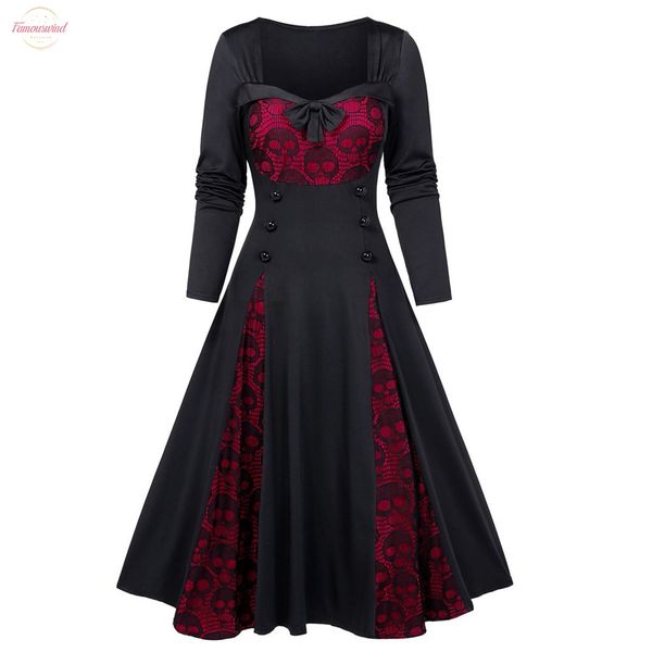 2020 fall gothic dress women plus size 5xl halloween skull lace smock button bowknot dress wine red black green purple tunic g7, Black;gray
2020 fall gothic dress women plus size 5xl halloween skull lace smock button bowknot dress wine red black green purple tunic g7, Black;gray