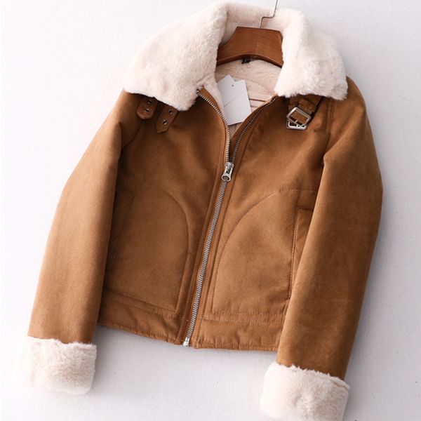autumn winter women plus velvet thick warm short khaki faux suede coat chic zipper stitching soft plush motorcycle jacket female, Black
autumn winter women plus velvet thick warm short khaki faux suede coat chic zipper stitching soft plush motorcycle jacket female, Black
