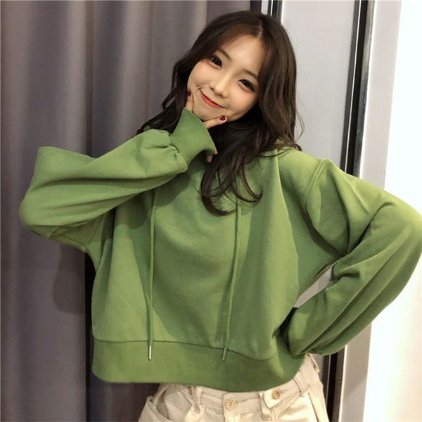 new autumn women solid color hoodie short sweatshirt japanese loose tie rope pullover cute long sleeve kawaii army green hoodies, Black
new autumn women solid color hoodie short sweatshirt japanese loose tie rope pullover cute long sleeve kawaii army green hoodies, Black