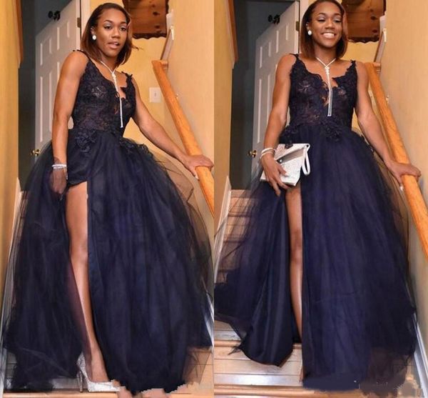 2020 black african deep v-neck a-line prom dress sleeveless floor length lace appliques prom formal gowns with split
2020 black african deep v-neck a-line prom dress sleeveless floor length lace appliques prom formal gowns with split