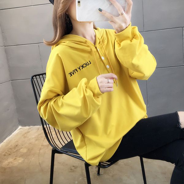 fashion solid color hoodie female long casual sweatshirt comfortable spring and autumn new back print pullover yellow white, Black
fashion solid color hoodie female long casual sweatshirt comfortable spring and autumn new back print pullover yellow white, Black