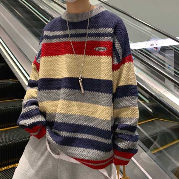 2019 autumn and winter new korean version of loose stripe color matching sweater men's bottoming shirt red / green -xl, White;black
2019 autumn and winter new korean version of loose stripe color matching sweater men's bottoming shirt red / green -xl, White;black