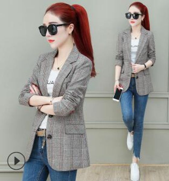 2020 blazer women spring and autumn korean fashion retro net red plaid suit small casual shirt, White;black
2020 blazer women spring and autumn korean fashion retro net red plaid suit small casual shirt, White;black