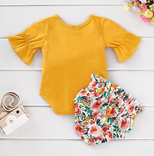 ins summer infant baby girls set kids flare sleeve rompers + florals pp shorts child babies 2pcs outfits 14778, White
ins summer infant baby girls set kids flare sleeve rompers + florals pp shorts child babies 2pcs outfits 14778, White
