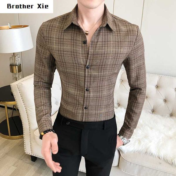 клетчатая рубашка мужчины тонкий мода платье рубашка бизнес повседневная британский стиль человек уличная дикая ретро с длинным рукавом -2x, White;black 
клетчатая рубашка мужчины тонкий мода платье рубашка бизнес повседневная британский стиль человек уличная дикая ретро с длинным рукавом -2x, White;black