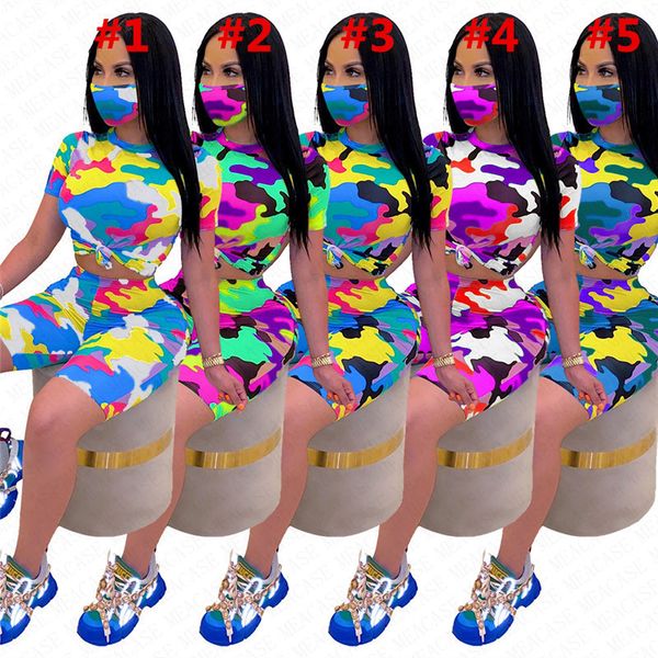 women tracksuit camouflage round neck short sleeves t shirt shorts face mask three piece suit outfits casual fashion home sports suit d62915, White
women tracksuit camouflage round neck short sleeves t shirt shorts face mask three piece suit outfits casual fashion home sports suit d62915, White