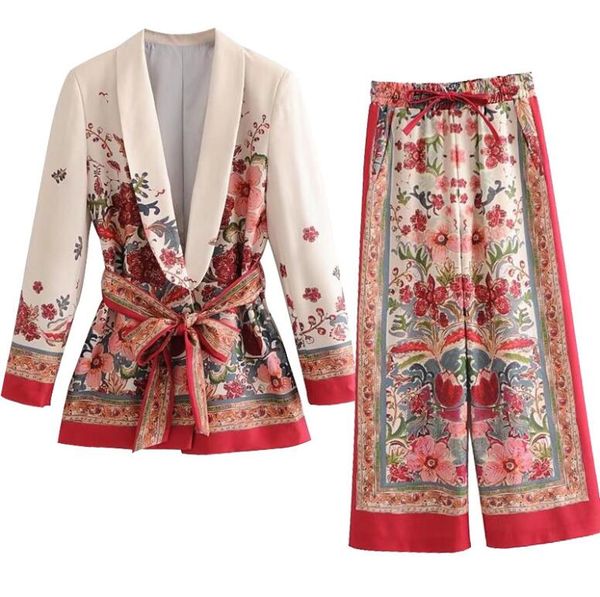 red female suit jacket belt wide leg pant suit set harajuku women coat spring elegant outwear lady blazer floral print vintage, White;black
red female suit jacket belt wide leg pant suit set harajuku women coat spring elegant outwear lady blazer floral print vintage, White;black