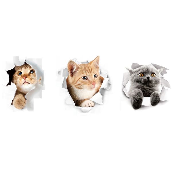 

new 3d cute kitten closestool sticker kids bedroom wall deocration cat cartoon fridge sticker