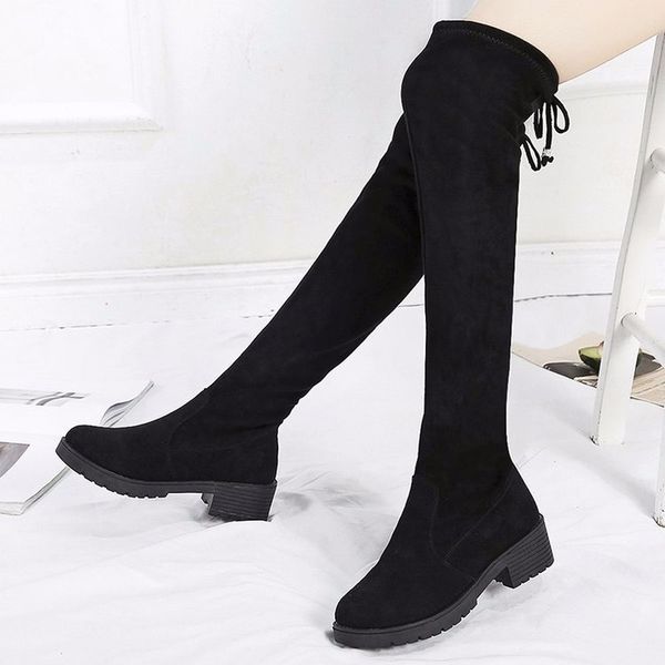 2019 black botas mujer female winter high short tube black boots women shoes flat stretch fashion shoes flock k12-31
2019 black botas mujer female winter high short tube black boots women shoes flat stretch fashion shoes flock k12-31