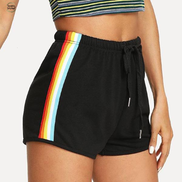 korean summer street style women rainbow print sport elastic short pants beach wear high waist black shorts for female, White;black
korean summer street style women rainbow print sport elastic short pants beach wear high waist black shorts for female, White;black