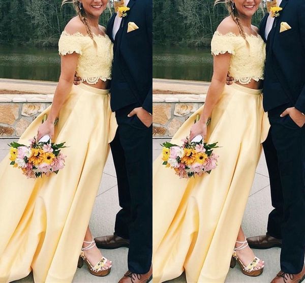 yellow two pieces prom dresses lace evening gowns formal dress floor length satin party dress, Black
yellow two pieces prom dresses lace evening gowns formal dress floor length satin party dress, Black